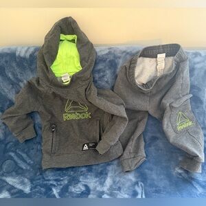 Reebok toddler Hoodie Pants set with Lime Accents 2T